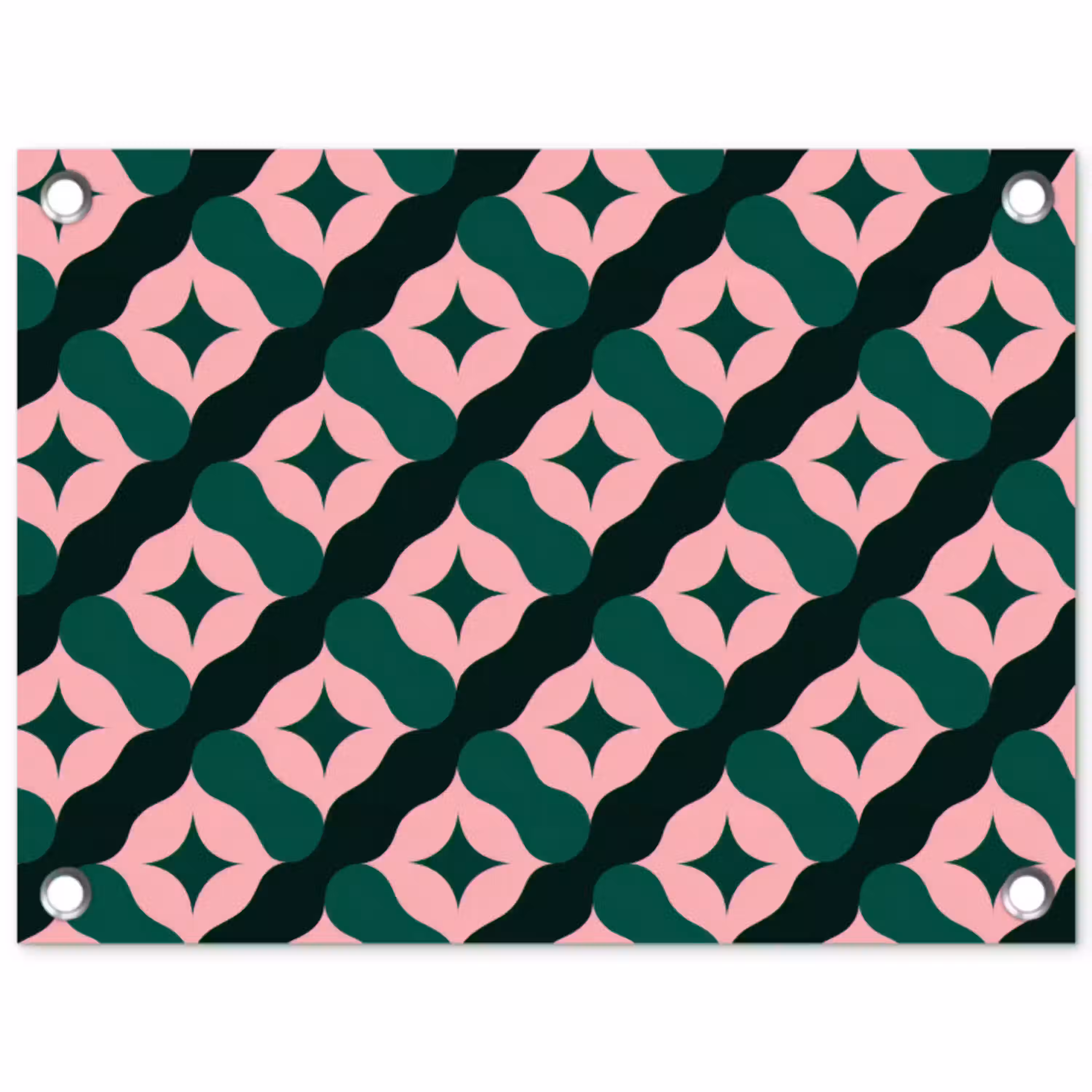 Groen - Roze - Retro - Sterren tuinposter los doek klein 239 -3d