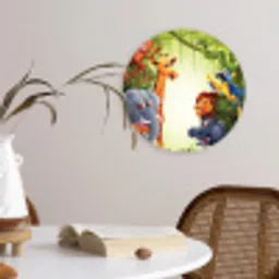 Jungle - Jongens - Meiden - Baby - Olifant - Leeuw - Giraf Wandcirkel kunststof plaat 5mm dik klein -sfeer4