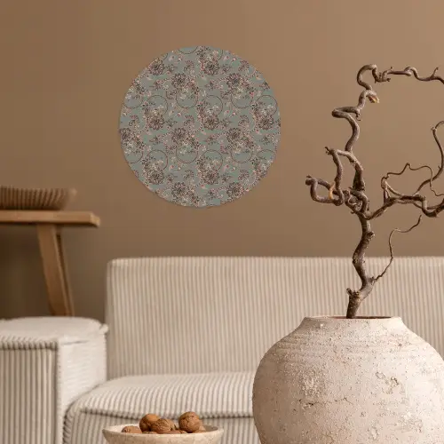 Donker - Bloemen - Sierlijk Wandcirkel behangsticker klein 186 -sfeer1