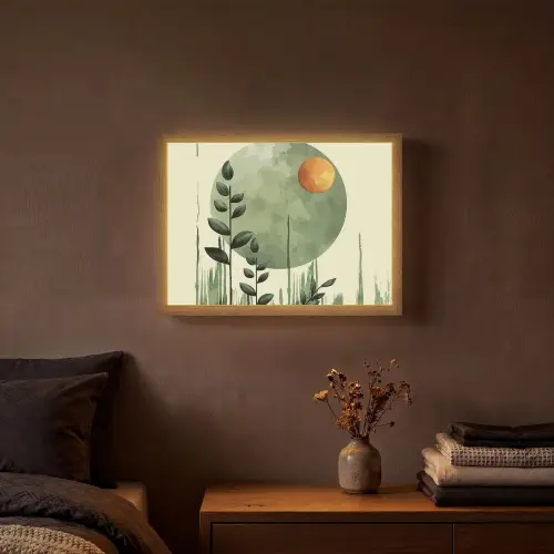 Abstract - Natuur - Kunst - Zon - Modern Light Box met batterij (Wandlamp) middel -sfeer4