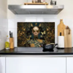 Vrouw - Bladeren - Goud - Vlinders Inductie beschemer met haakjes klein -sfeer2