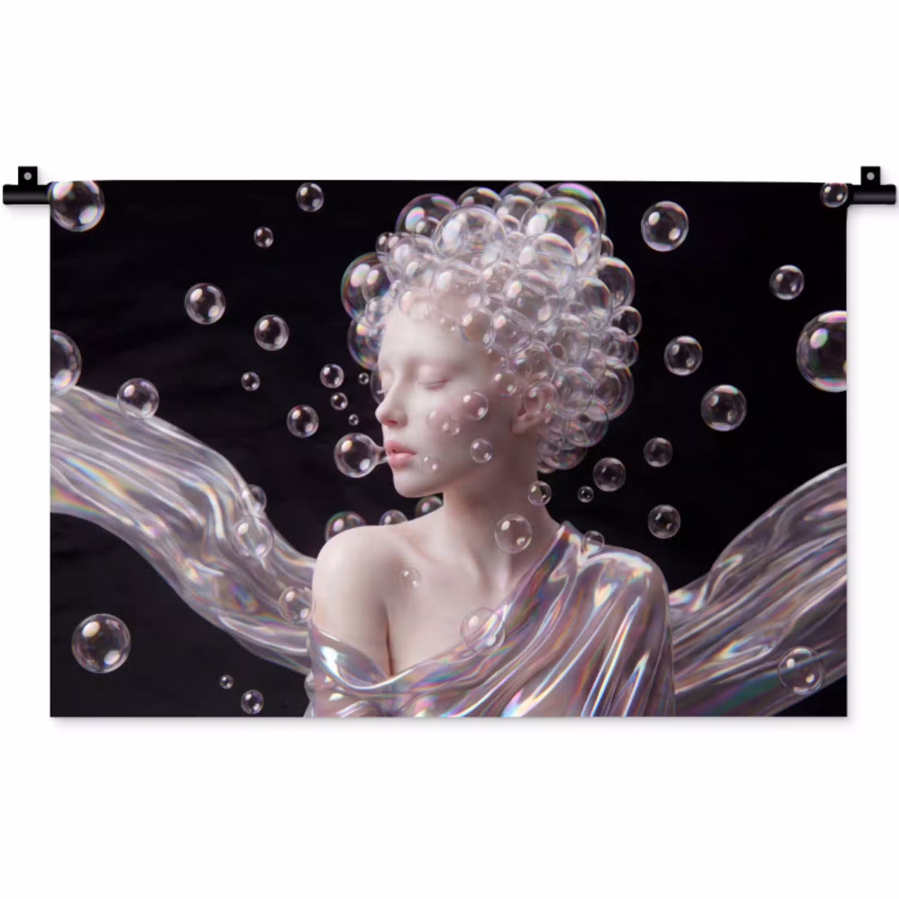 Vrouw - Bellen - Abstract - Kleurrijk Wandkleed katoen klein -zz3d