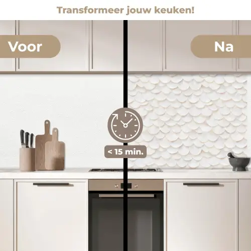 Schubben - Wit - Elegant keuken achterwand 2 middel 871 -voor-na2_NL