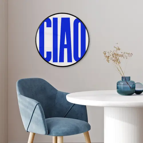 Ciao - Hoofdletters - Blauw - Minimalistisch Fotolijst rond zonder passe partout klein -sfeer2