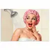 Vrouw - Douche - Roze poster papier klein -3d