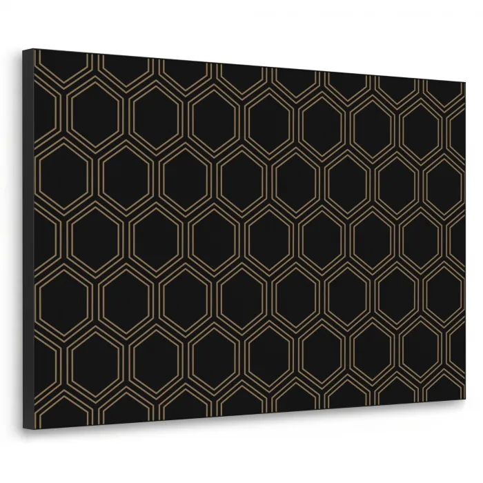 Zwart - Goud - Zeshoek Textielframe zwart klein 947 -3d