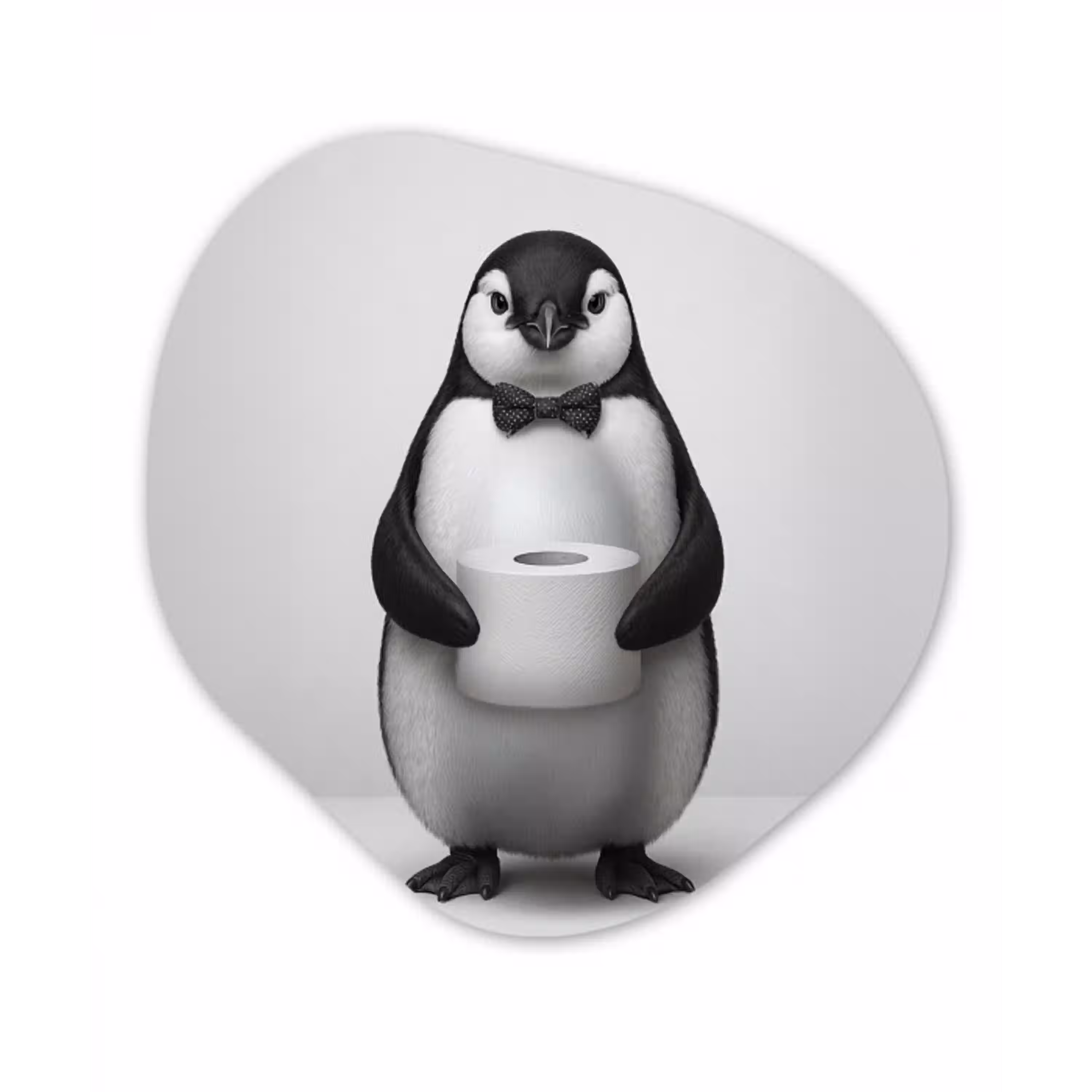 Pinguïn - WC rol - Wit Wandcirkel Organisch Forex 3mm klein -3d