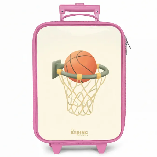 Kinderkoffer roze - Basketbal in neutrale kleuren