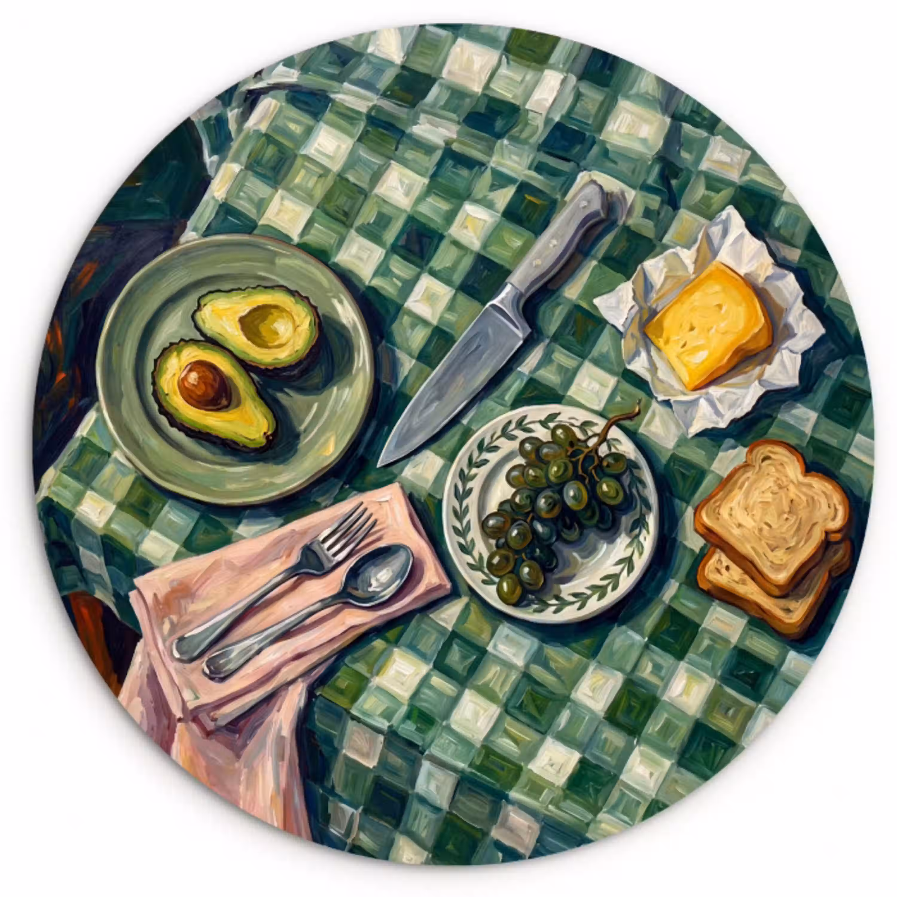 Eten - Ontbijt - Tafel - Modern - Groen Wandcirkel kunststof plaat 5mm dik klein -3d