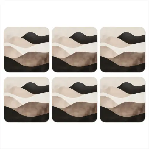 Abstract - Landschap - Golven - Crèmekleur onderzetter kurk middel -3d