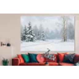 Bospad - Dennen - Sneeuw - Winter - Rustgevend forex 5mm xxl -woonkamer