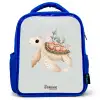 Bruine zeeschildpad in pastel onderwaterwereld Kinderrugzak - Blauw middel -3d