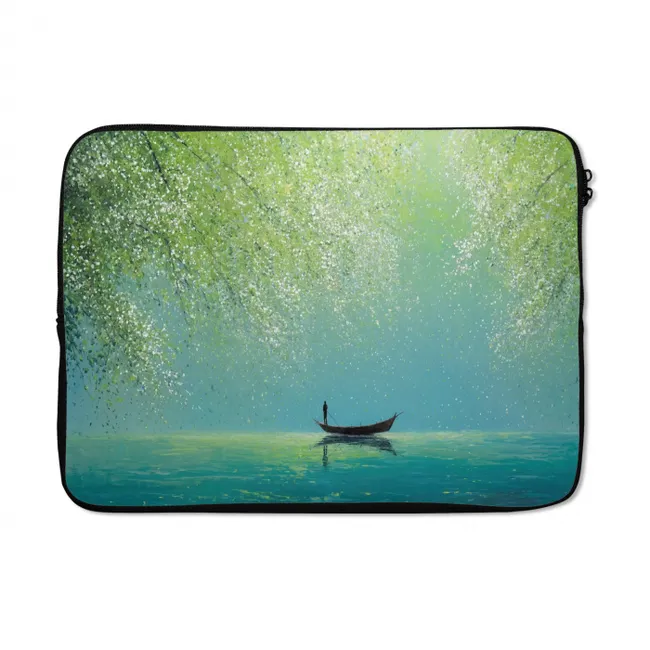 Laptophoes Bootje - Water - Bladeren - Bloesems