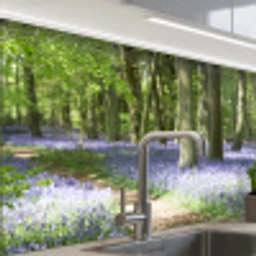 Bos - Pad - Bloemen - Paars - Groen - Natuur keuken achterwand sample klein -zzzz3d_schuin