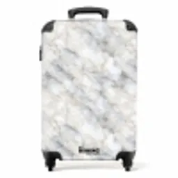 Grijs - Marmer - Gedetailleerd NBS - Handbagage koffer - Volwassenen Unisex middel -productfoto_recht