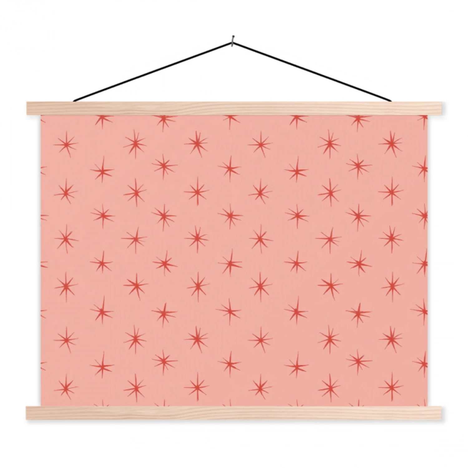Sterretjes - Patroon - Oranje textielposter latten blank klein 122 -3d