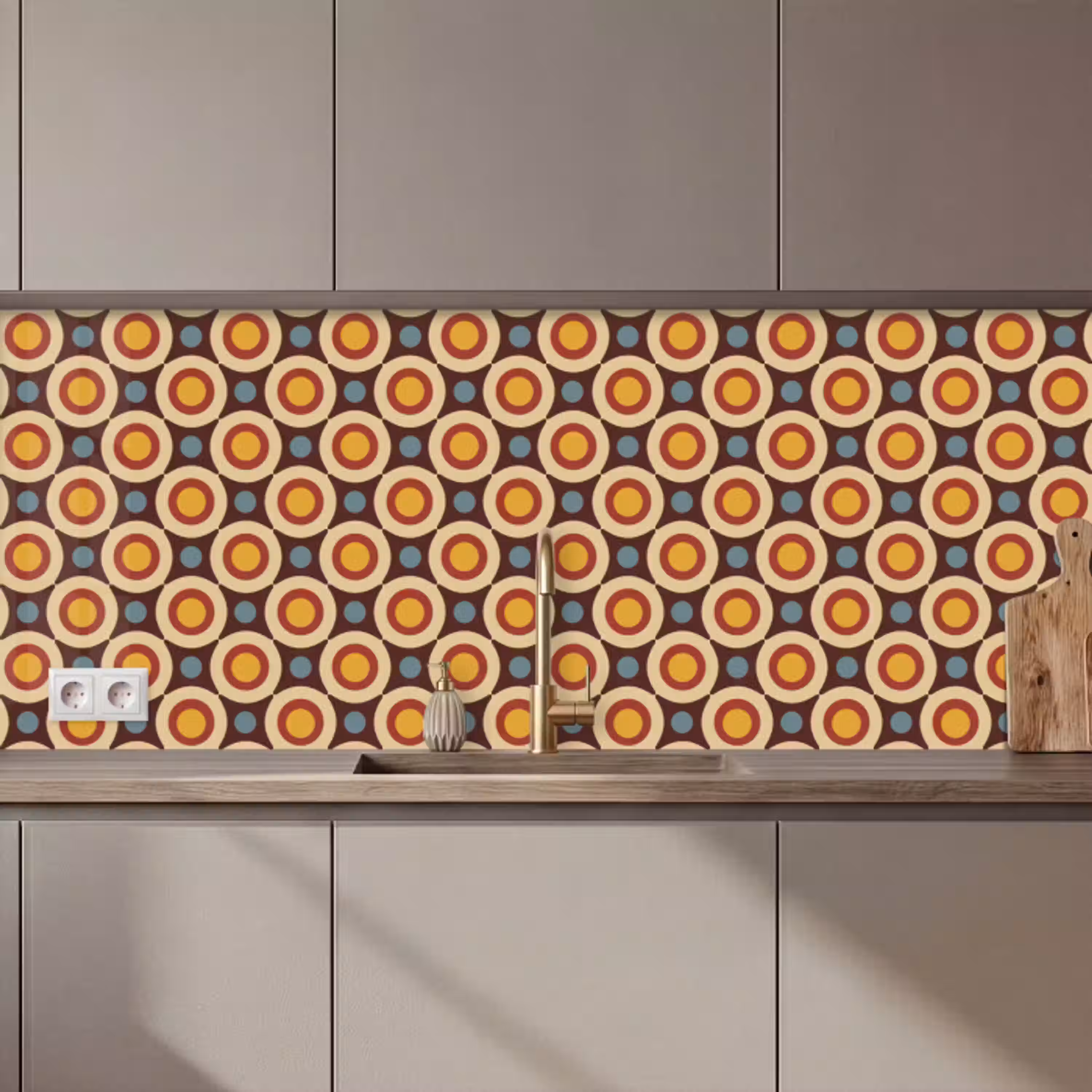 Retro - Vintage - Design - Cirkel keuken achterwand 2 middel 871 zz_3dshopping