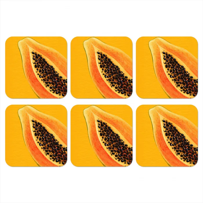 Papaja - Oranje - Topisch onderzetter kurk middel -3d