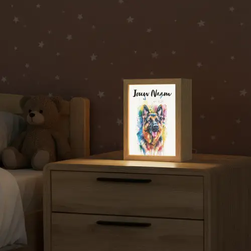 Hond - Verf - Dieren - Kleurrijk - Duitse Herder Light Box met kabel (Kinderlampje) klein -sfeer1_kind