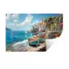 Boten - Rotsen - Zee - Zon Muursticker klein -3d