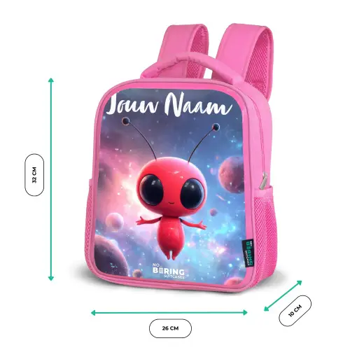 Rood Ruimtewezen in Kosmische Dans Kinderrugzak - Roze middel -productfoto_formaten