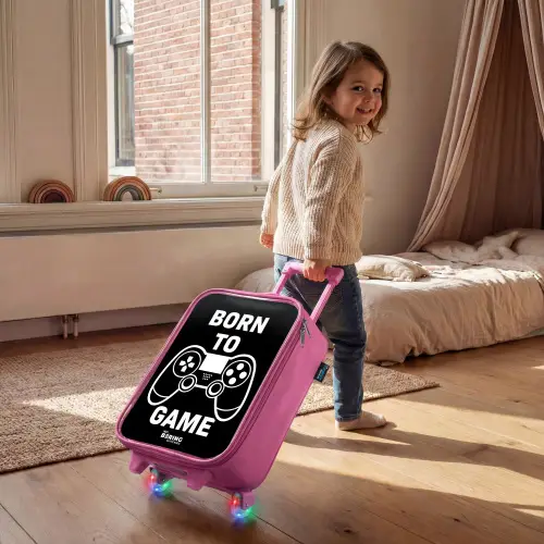 Qoute met controller in zwart wit Kinderkoffer - Roze klein -sfeer1