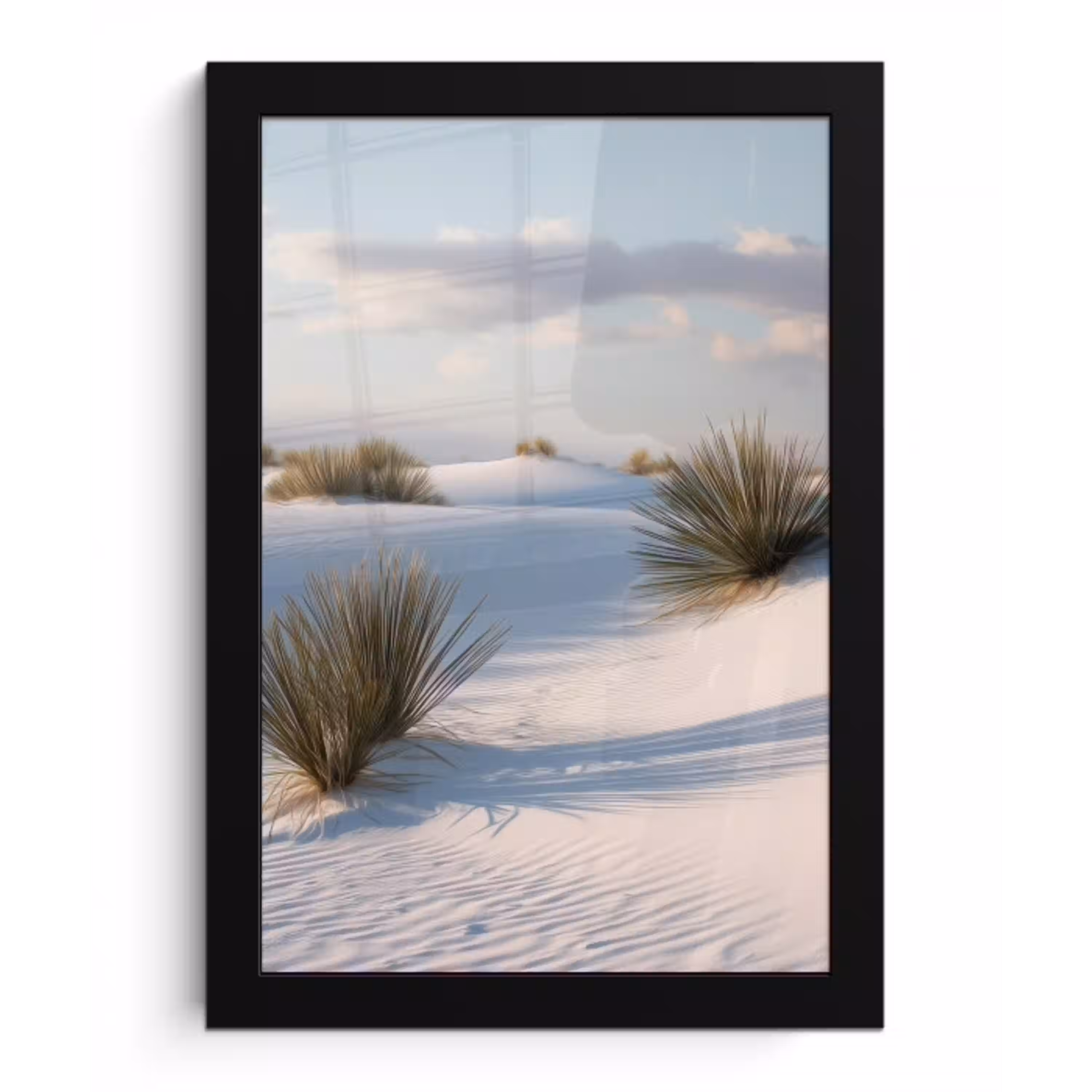 Duinen - Gras - Wolken - Beige fotolijst zwart zonder passe partout klein -3d