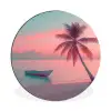 Zee - Boot - Zonsondergang Wandcirkel aluminium klein -3d