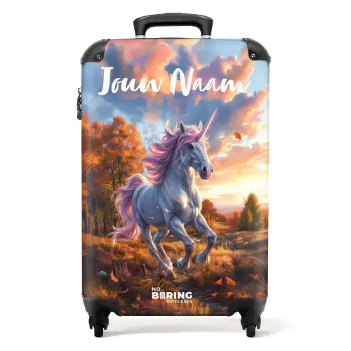 Galopperende Eenhoorn in Herfstwereld NBS - Handbagage koffer - Kinderen Unisex middel -productfoto_recht
