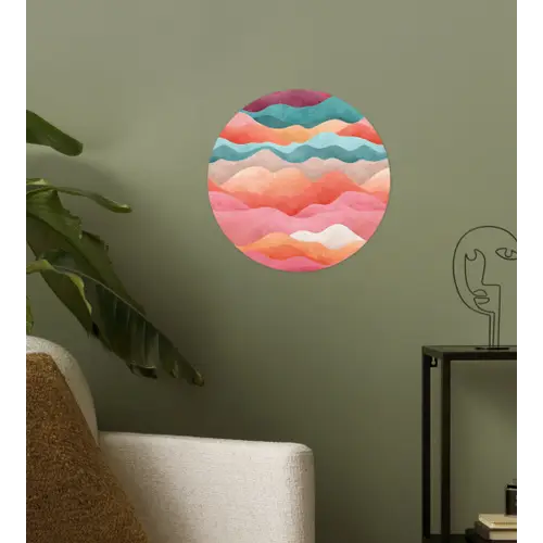 Golven - Kleurrijk - Abstract Wandcirkel behangsticker klein -sfeer2