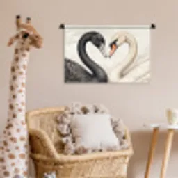 Zwanen - Hartvorm - Dieren Wandkleed katoen klein -wsfeer5_kind