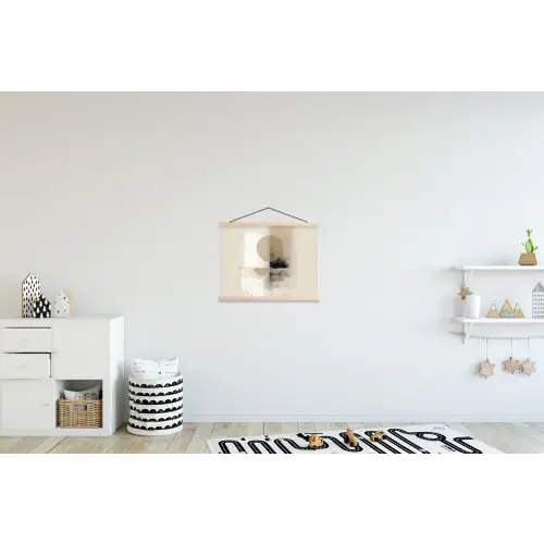 Cirkel - Compositie - Diepte - Beige textielposter latten blank klein -kinderkamer