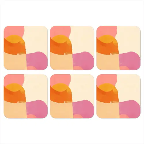 Vormen - Abstract - Kleurrijk onderzetter kurk middel -3d