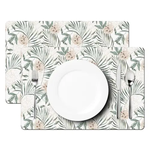 Bohemian - Bladeren - Bloemen - Tropisch Placemat vinyl groot -zzsfeer2_Kitchenyeah-website