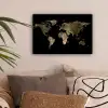 Wereldkaart - Goud - Zwart - Aarde - Luxe canvas 2cm klein -sfeer1