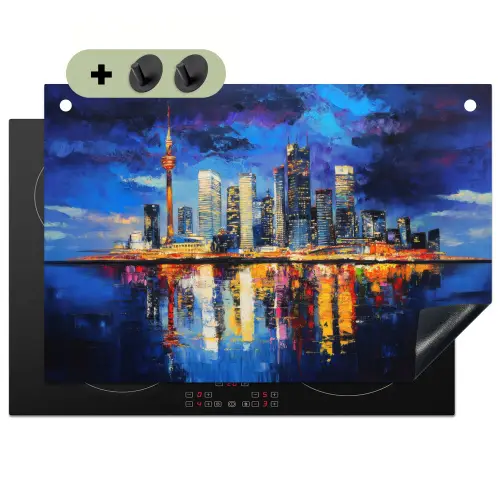 Skyline Toronto - Modern - Stadslicht - Blauw Inductie beschemer met haakjes klein -3d