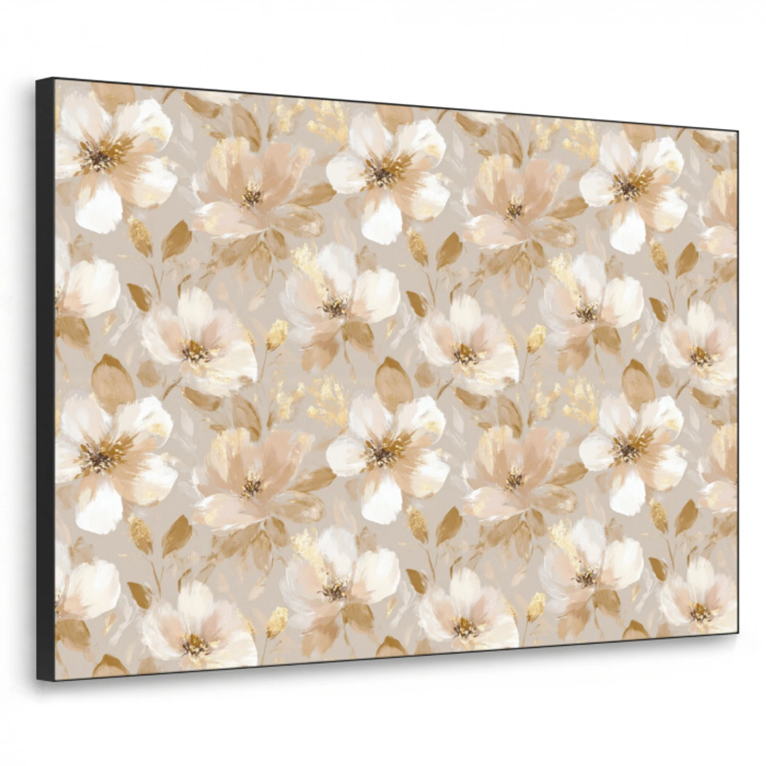 Bloemen - artistiek - Goud Textielframe zwart klein 947 -3d