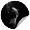 Koi - Vis - Wit - Zwart Wandcirkel behangsticker klein -3d