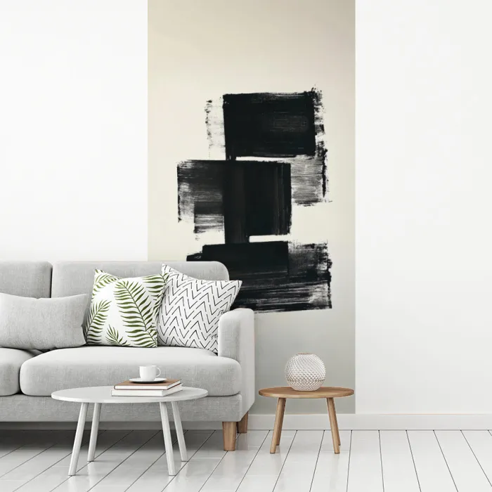 Rechthoeken - Penseelstreken - Abstract - Zwart fotobehang vinyl groot -woonkamer