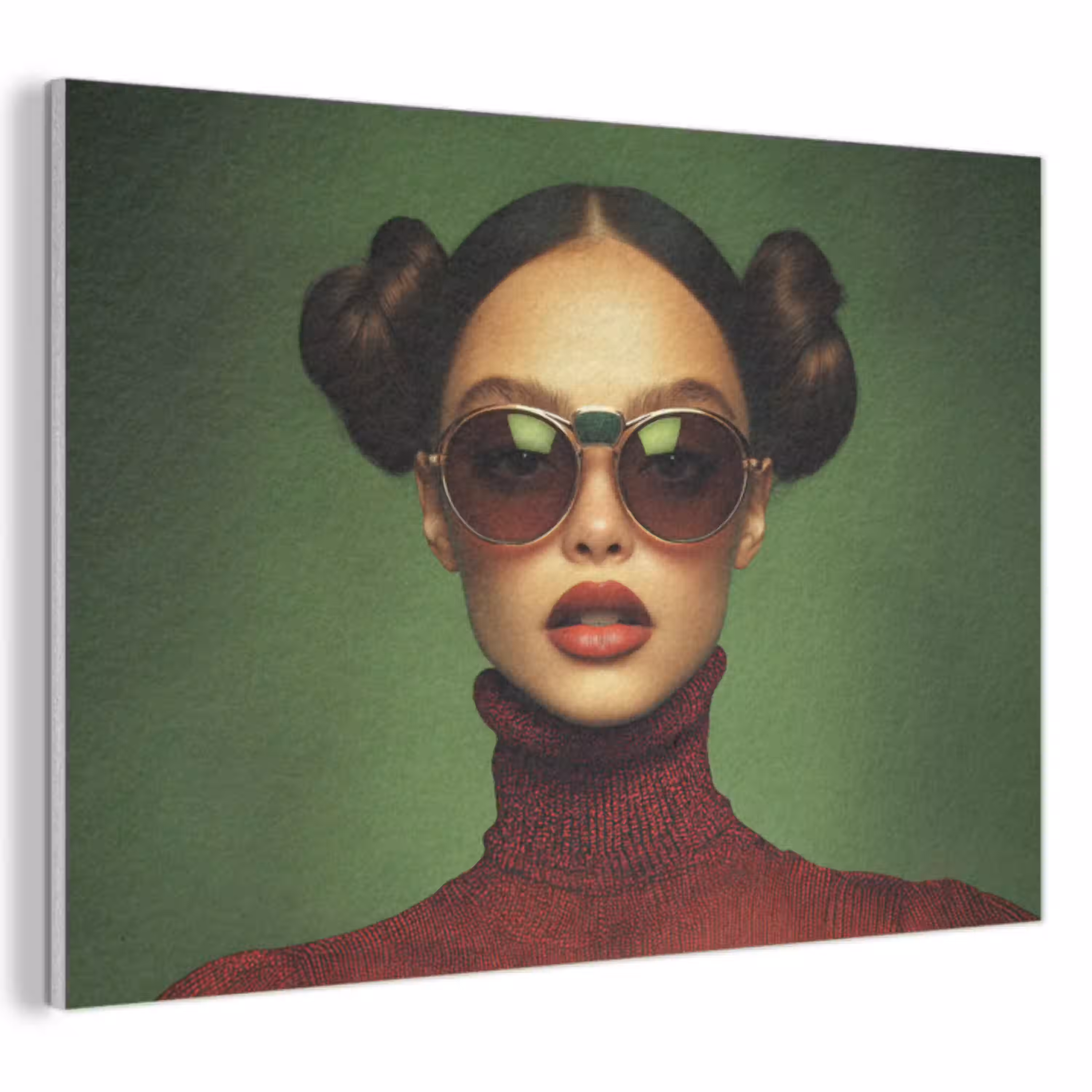 Vrouw - Groen - Bril - Aesthetic - Modern PET vilt klein -3d