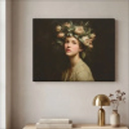 Bloemenstilte - Vrouw - Portret Textielframe zwart klein -sfeer2