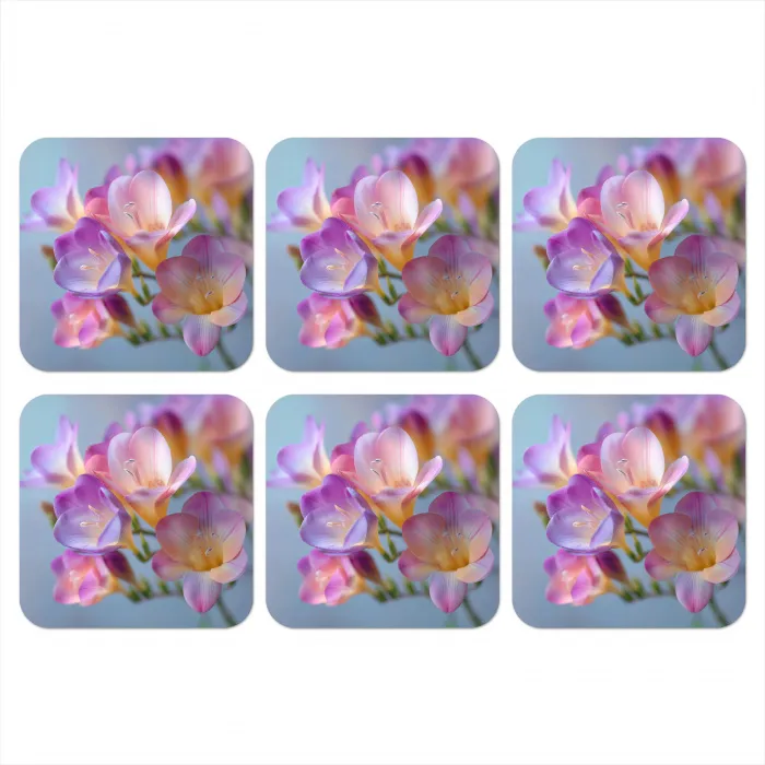 Bloemen - Paars - Overloop - Meeldraden onderzetter kurk middel -3d
