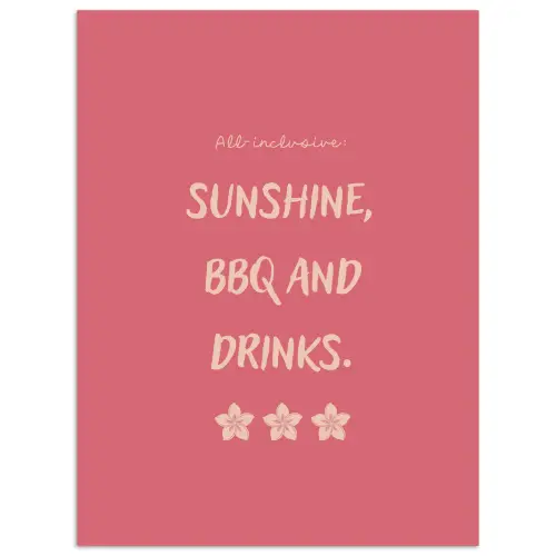 BBQ - Quote - Roze - Zomer poster papier klein -3d