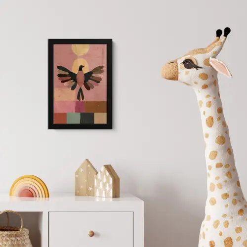 Illustratie - Vogel - Vlakken - Kleurrijk fotolijst zwart zonder passe partout klein -usfeer4_kinderkamer