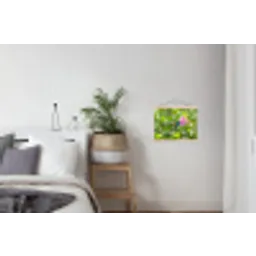 Kolibrie - Bloem - Natuur - Groen textielposter latten blank klein -woonkamer
