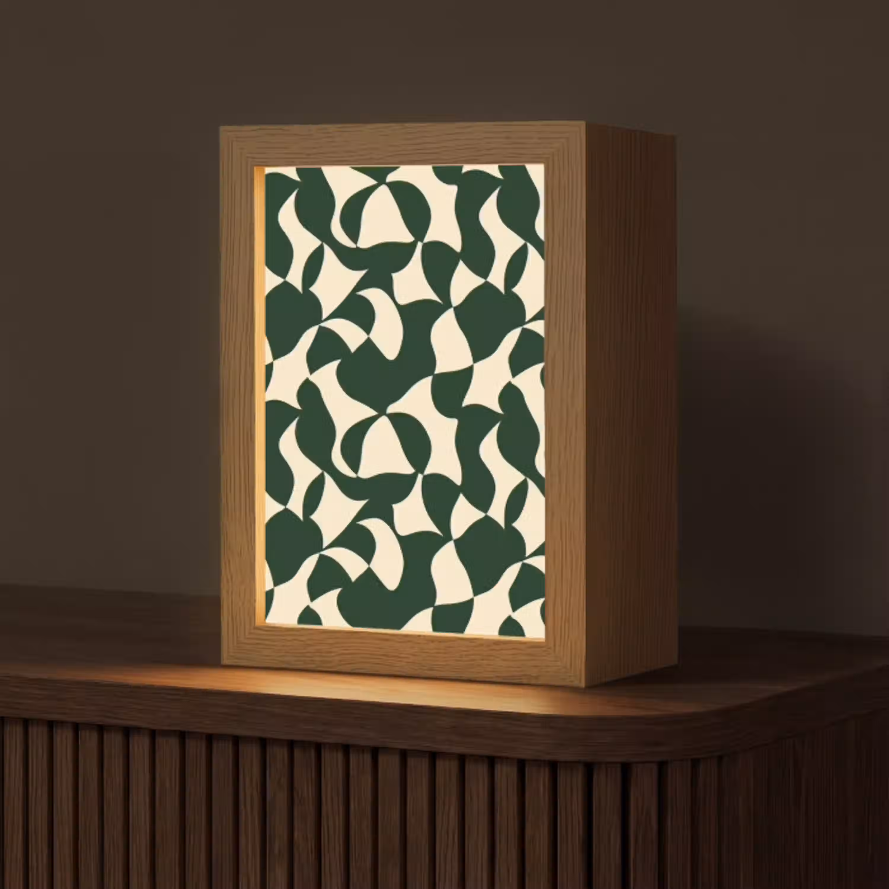 Groen - Organische vlakken - Crème Light Box met kabel (Tafellamp) klein 925 -z3d_website