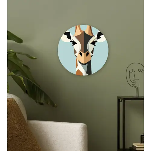 Giraffe - Illustratie - Bruin - Minimalistisch Wandcirkel kunststof plaat 5mm dik klein -sfeer3