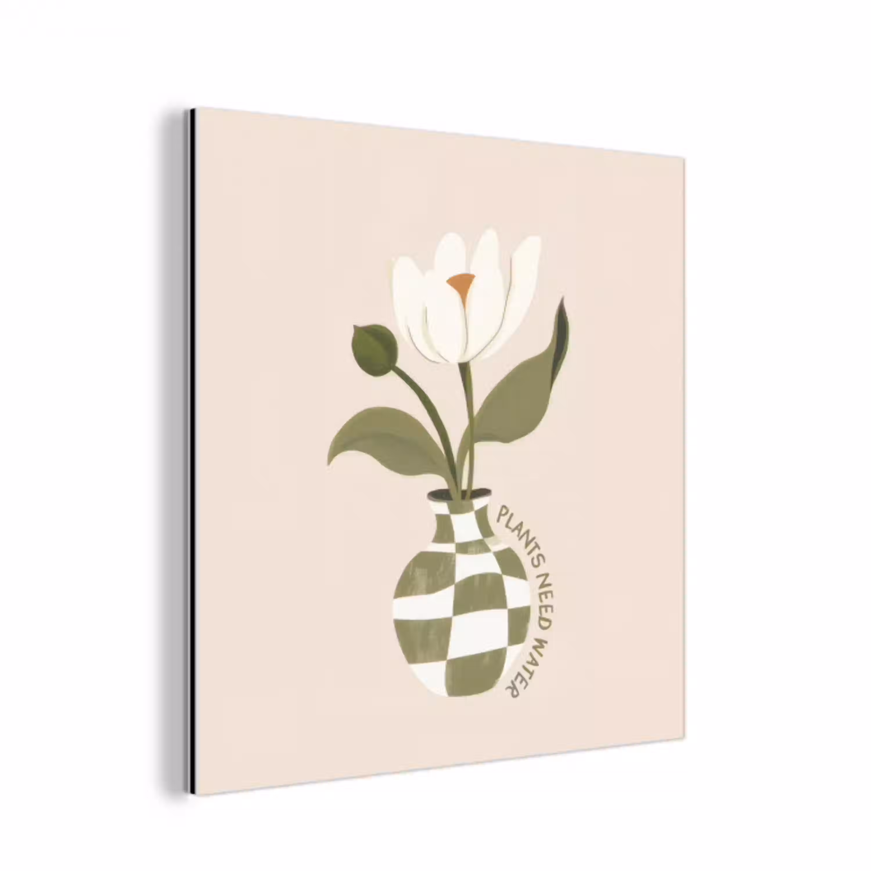 Bloem - Wit - Vaas - Quote aluminium wit klein -3d