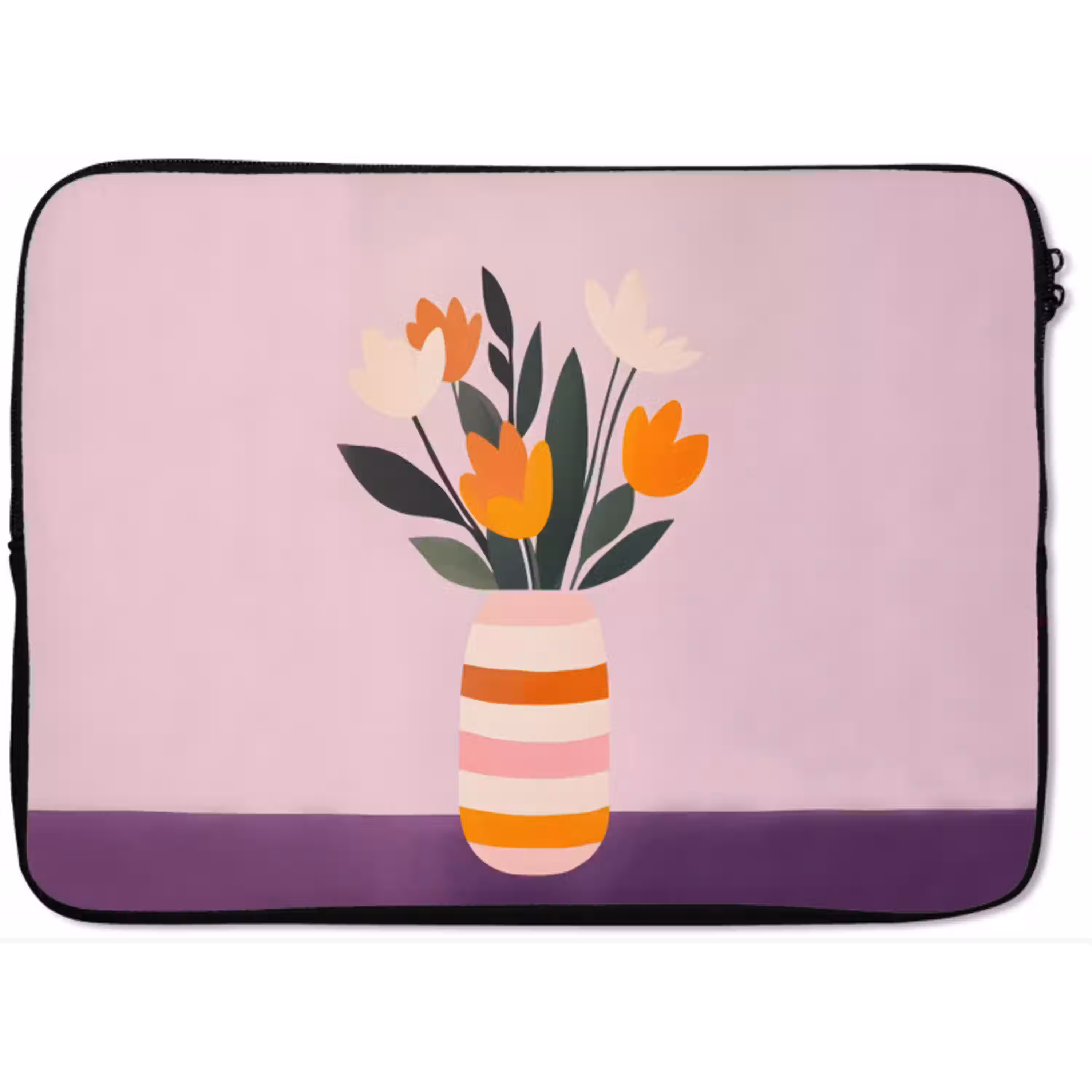 Tulpen - Vaas - Strepen - Paars laptophoes neopreen klein -zkaufland3dotto