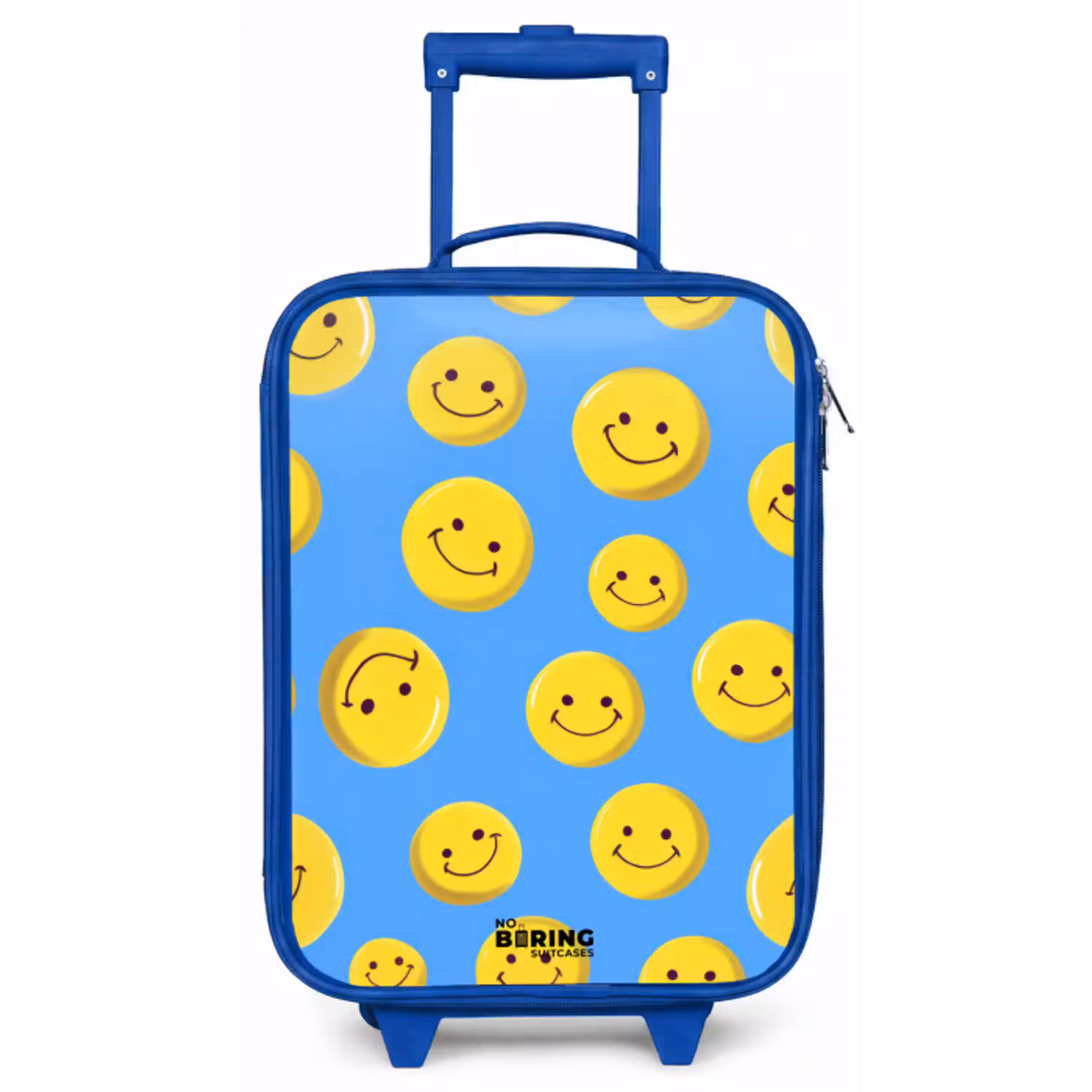 Vrolijke smileyregen Kinderkoffer - Blauw klein -zz3dotto